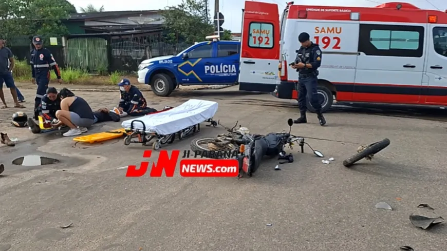 Acidente entre moto e Camionete deixa um ferido em Ji-Paraná
