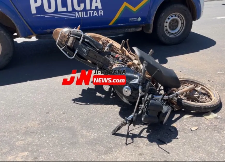 Acidente entre carro e moto deixa motociclista ferido em Ji-Paraná