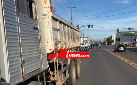 Acidente entre caminhão e ciclista mobiliza socorristas em Ji-Paraná