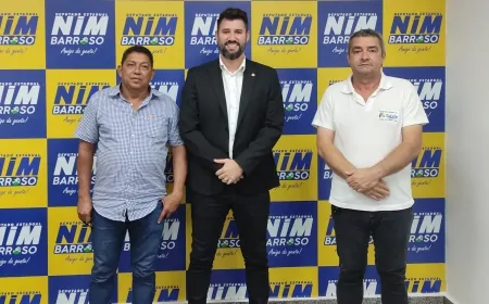 Prefeito de Teixeirópolis, Osmy Toledo, e secretário de Saúde visitam gabinete do deputado Nim Barroso em busca de melhorias para o município