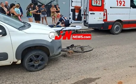 Jovem fica ferido ao ser atropelado por carro em cruzamento de Ji-Paraná