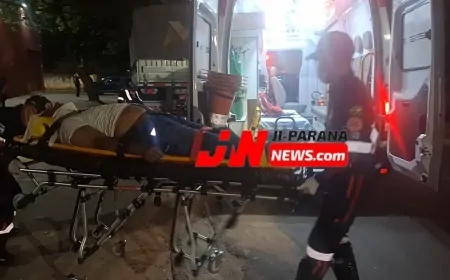 SAMU socorre motociclista ferido em colisão com carreta no segundo distrito de Ji-Paraná