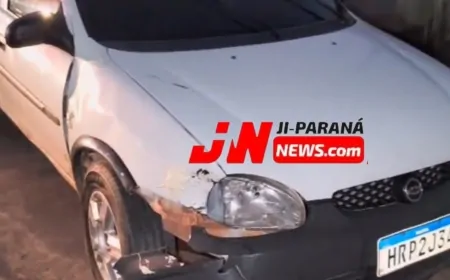 Mulher fica ferida após colisão entre carro e moto na Avenida Aracaju, em Ji-Paraná