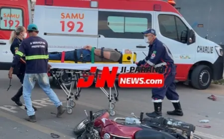 Colisão entre bicicleta e motocicleta deixa duas pessoas feridas na T-26, em Ji-Paraná