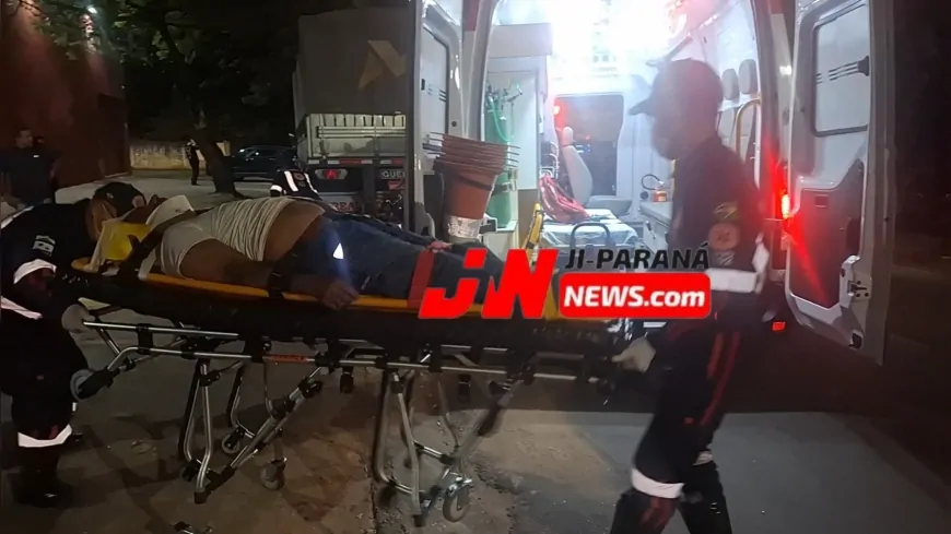 SAMU socorre motociclista ferido em colisão com carreta no segundo distrito de Ji-Paraná