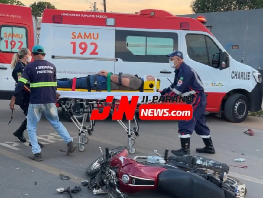 Colisão entre bicicleta e motocicleta deixa duas pessoas feridas na T-26, em Ji-Paraná
