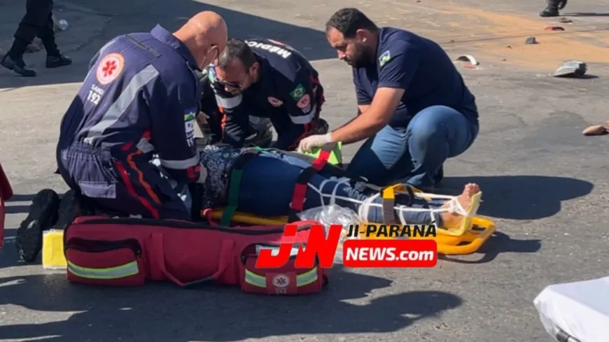 Motociclista Fica Ferida Após Colisão com Carro no Centro de Ji-Paraná