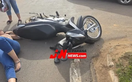 Avanço de preferencial provoca acidente e deixa motociclista ferida em Ji-Paraná