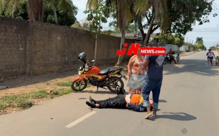 Mototaxista perde o controle e se fere em via mal sinalizada de Ji-Paraná