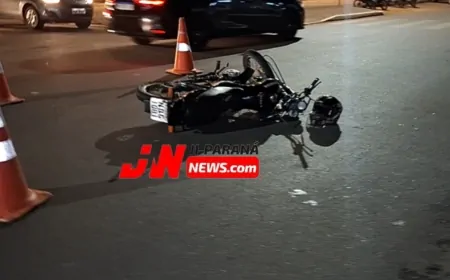 Acidente entre caminhonete e moto deixa jovem ferido no bairro Nova Brasília