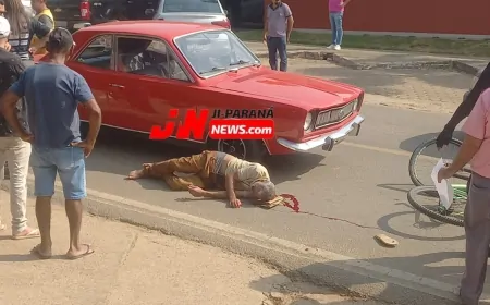 Homem fica gravemente ferido após ser atropelado em frente à rodoviária de Ji-Paraná