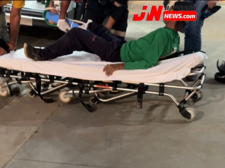 Motociclista fica ferido após colisão com carro na K-5, em Ji-Paraná