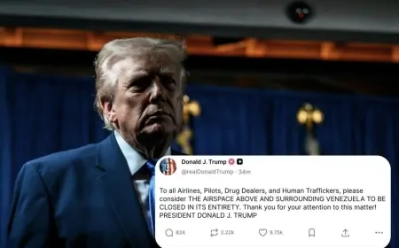 Urgente- Trump fecha espaço aéreo da Venezuela: "Considerem fechado em sua totalidade", avisa presidente em golpe decisivo contra o narcoterrorismo de Maduro