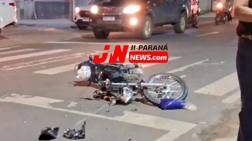 Motociclista é socorrido após acidente em cruzamento movimentado de Ji-Paraná