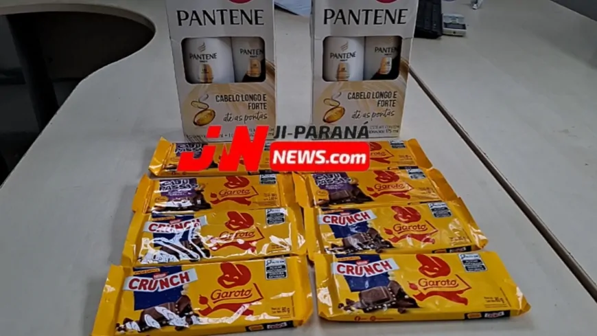 homem é pego tentando furtar chocolates e shampoo