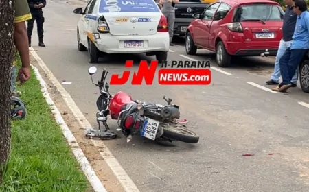 Motociclista fica ferido após colisão com táxi na Avenida Ji-Paraná