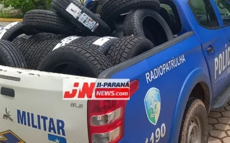 PM prende suspeitos e recupera pneus furtados em Ji-Paraná