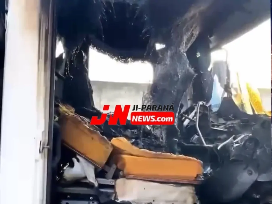 Caminhão pega fogo durante manutenção em oficina de Ji-Paraná