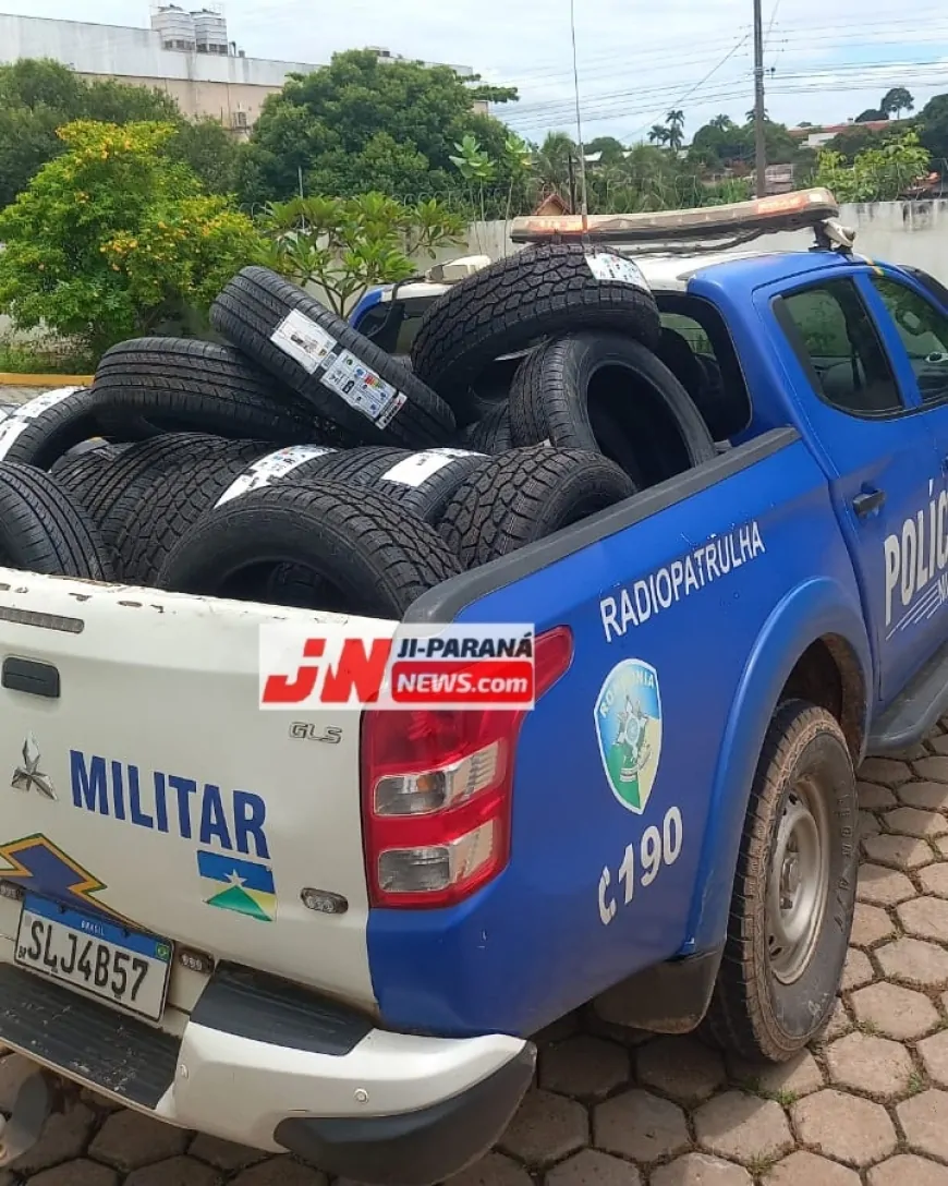 PM prende suspeitos e recupera pneus furtados em Ji-Paraná