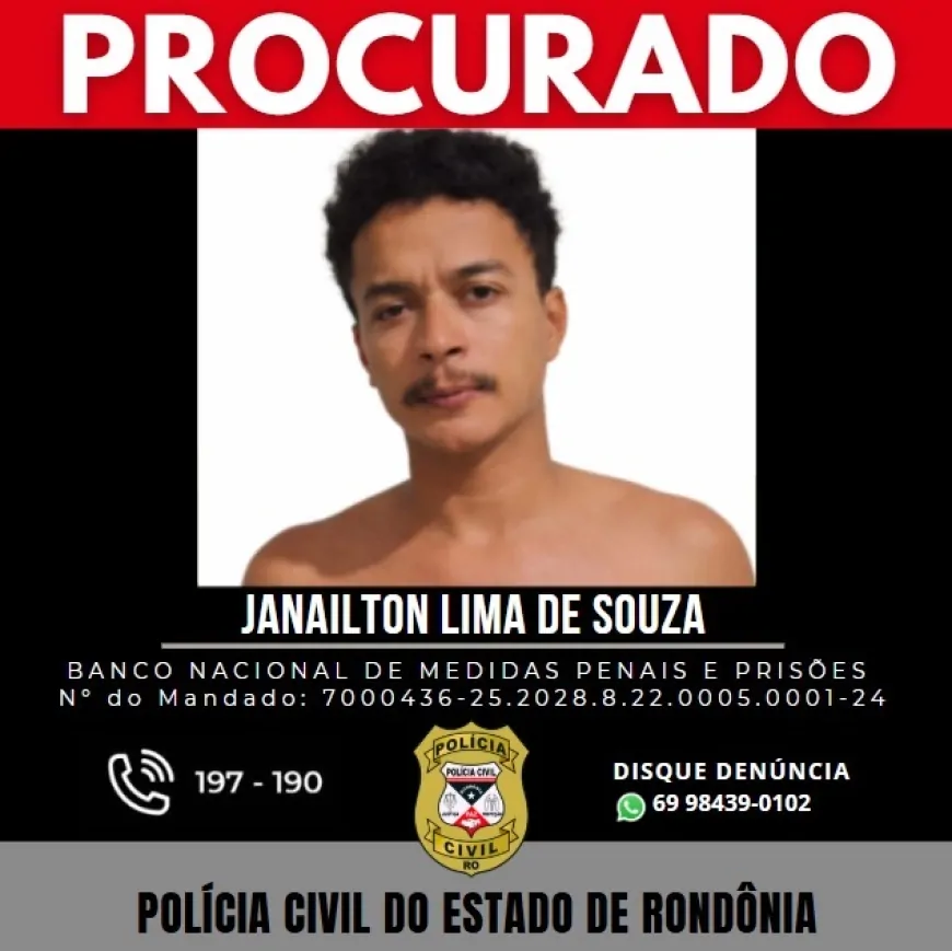Suspeito de crimes violentos é procurado por homicídio e tentativa de homicídio em Ji-Paraná