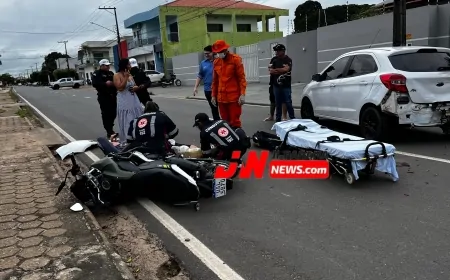 Motociclista sofre fraturas após batida com carro em Ji-Paraná
