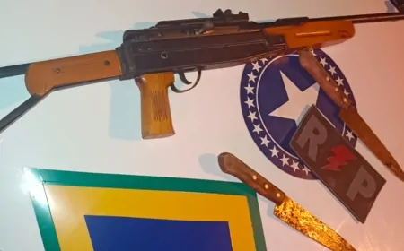 Polícia apreende rifle e facas após denúncia de ameaças em residência