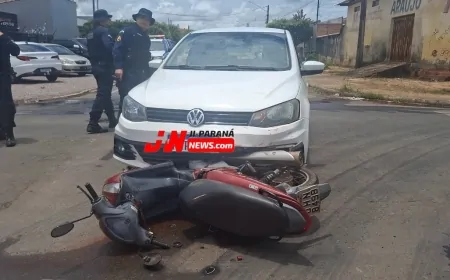Motociclista sem habilitação se envolve em colisão e é socorrida pelo SAMU