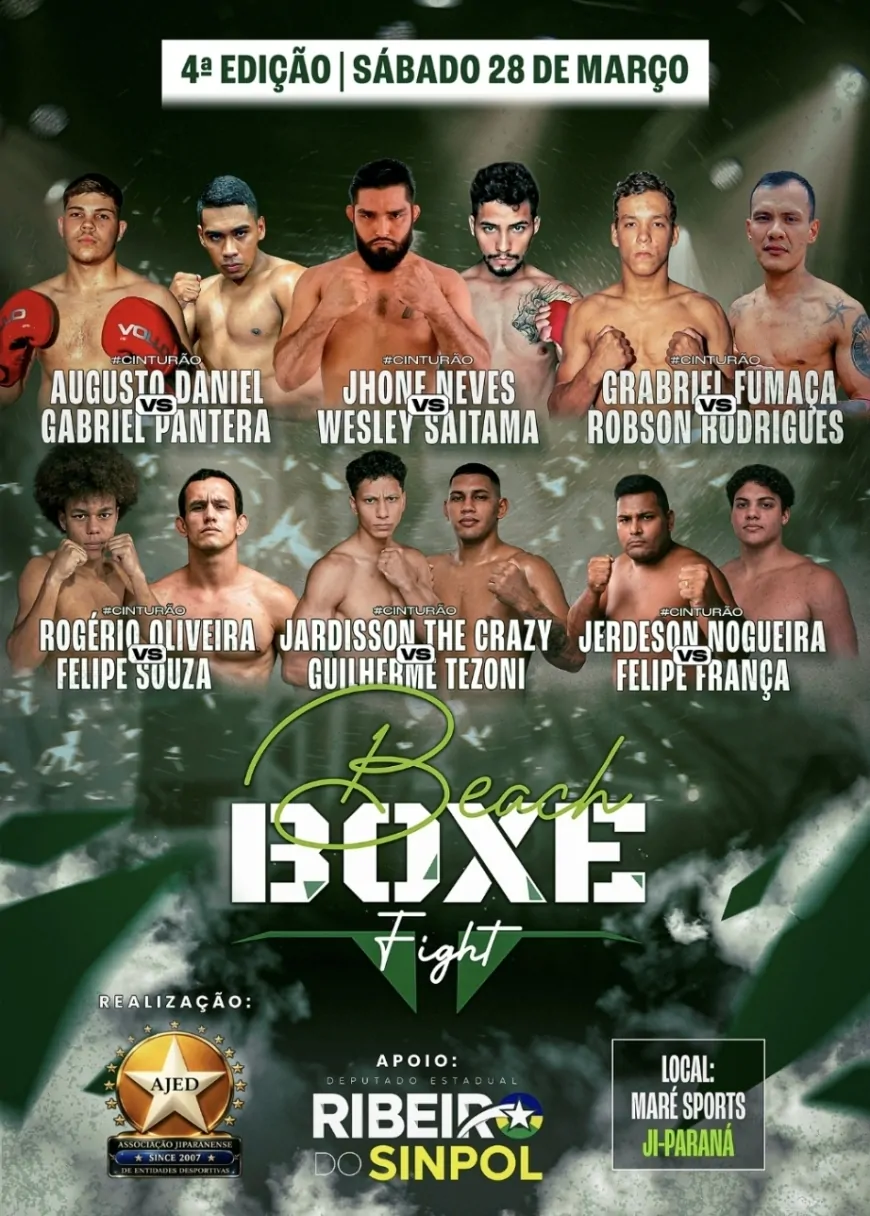Beach Boxing Fight chega à 4ª edição em Ji-Paraná com disputas de cinturão e desafio internacional Cuba vs Venezuela