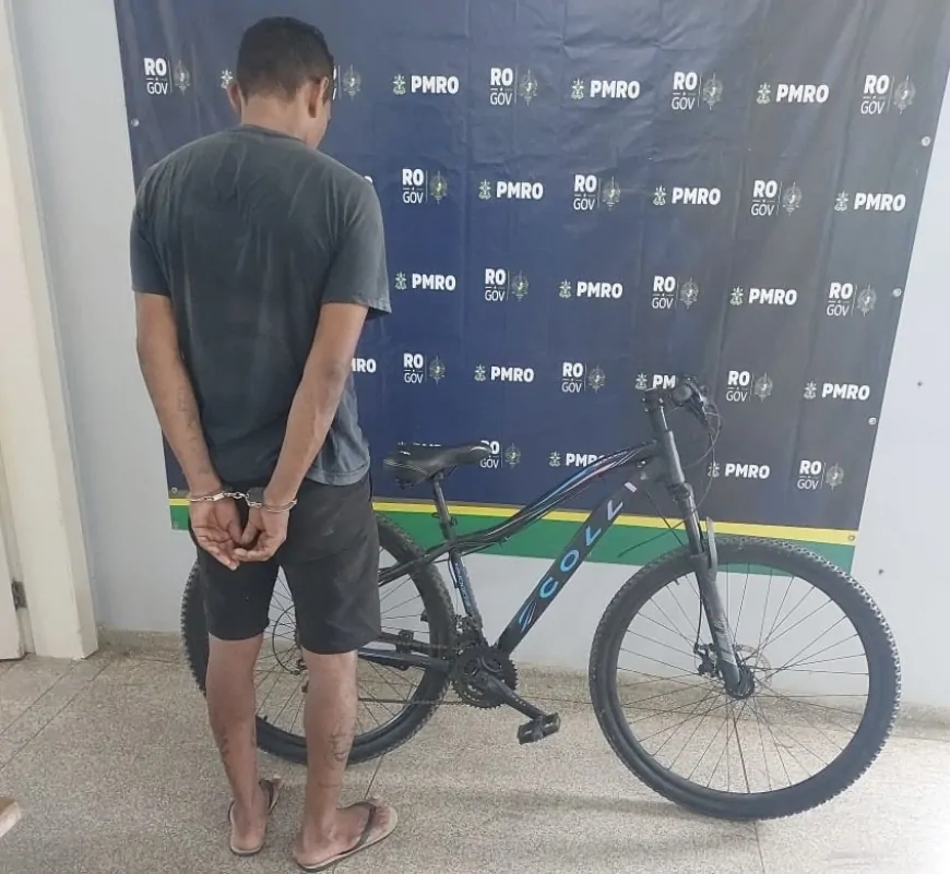 Suspeito é preso pela Polícia Militar e bicicleta furtada é recuperada no bairro Nova Brasília