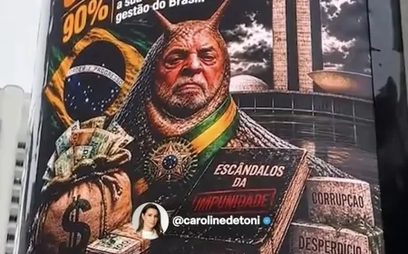 Catarinenses dão o recado: Painel gigante em Balneário Camboriú escancara a rejeição a Lula que o consórcio de imprensa tenta esconder