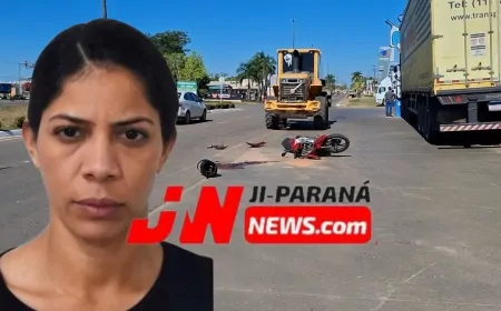 Acidente entre motocicleta e pá-carregadeira termina com morte de mulher em Ji-Paraná