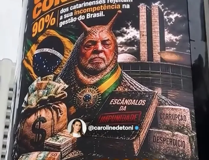 Catarinenses dão o recado: Painel gigante em Balneário Camboriú escancara a rejeição a Lula que o consórcio de imprensa tenta esconder