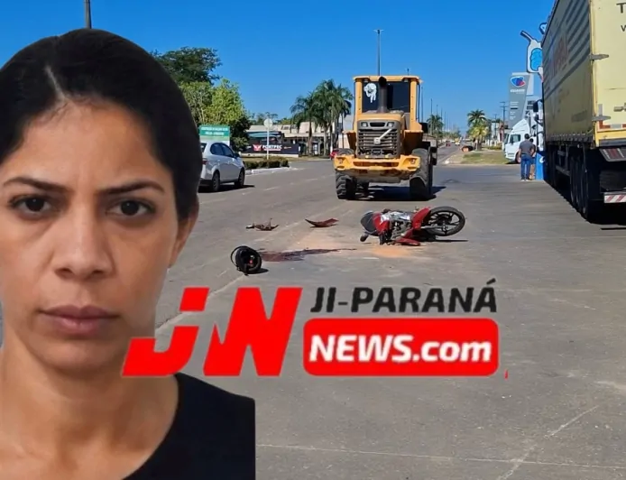 Acidente entre motocicleta e pá-carregadeira termina com morte de mulher em Ji-Paraná