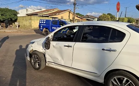 Acidente entre Fiat Cronos e Honda Pop deixa duas pessoas feridas em Ji-Paraná