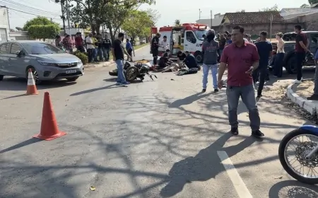 Colisão entre carro e motocicleta deixa homem gravemente ferido em Ji-Paraná