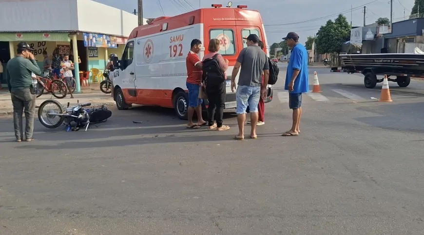 Motociclista fica inconsciente após bater contra caminhão em cruzamento da T-26