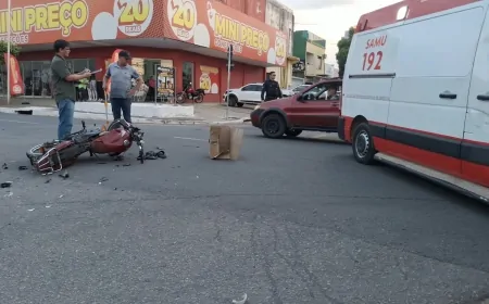 Colisão violenta e deixa motociclista ferido no bairro Nova Brasília