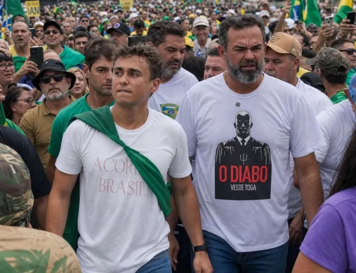 Bruno Bolsonaro Scheid e Nikolas Ferreira lideram manifestação para pressionar Davi Alcolumbre em Macapá