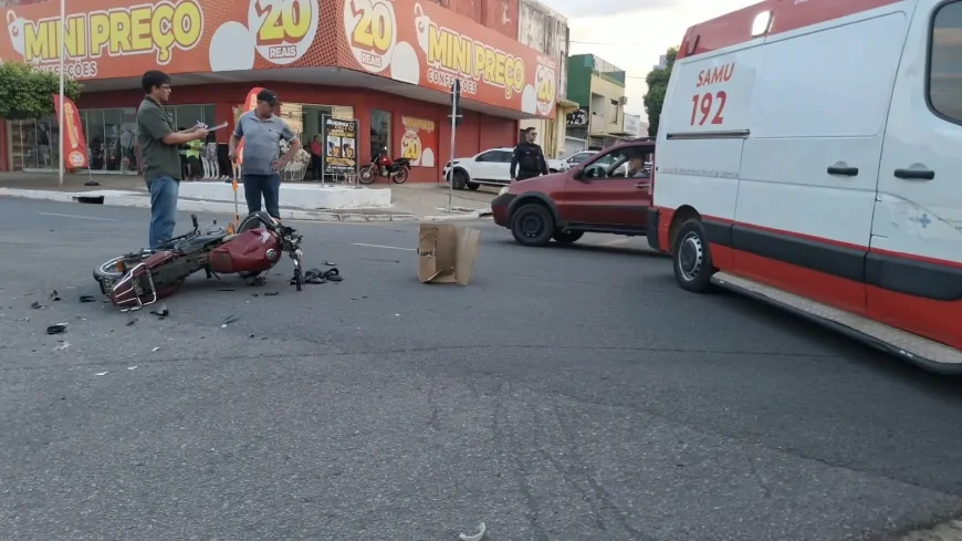 Colisão violenta e deixa motociclista ferido no bairro Nova Brasília