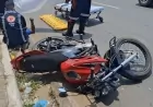colisão entre moto e carro termina com motociclista socorrido pelo SAMU
