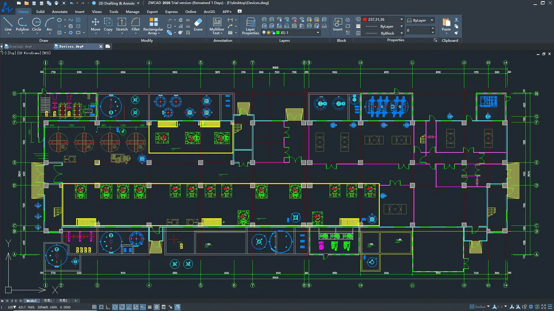 Interface ZWCAD Desenho 2D - DWG CAD Software