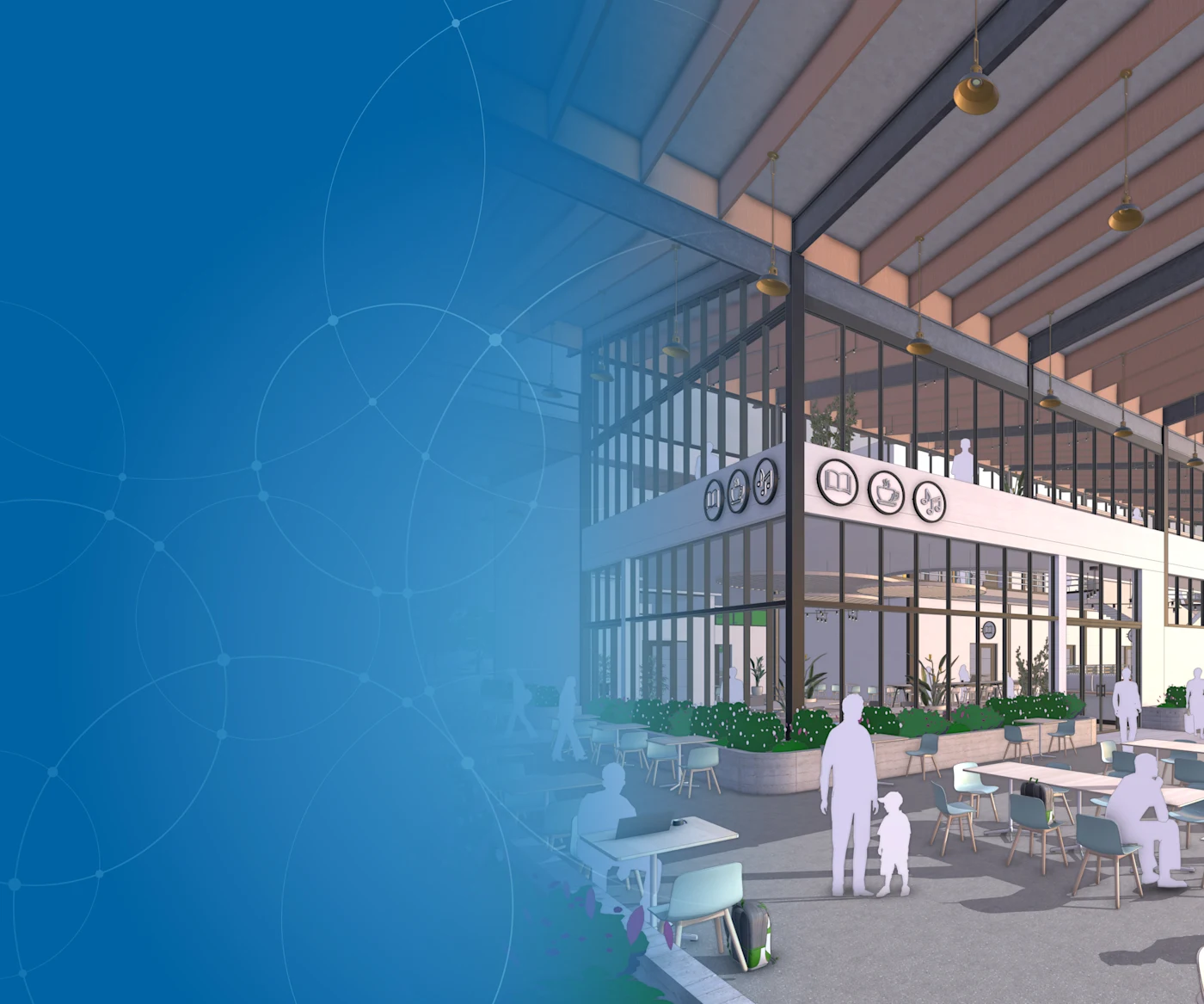 Projeto de arquitetura comercial modelado no SketchUp
