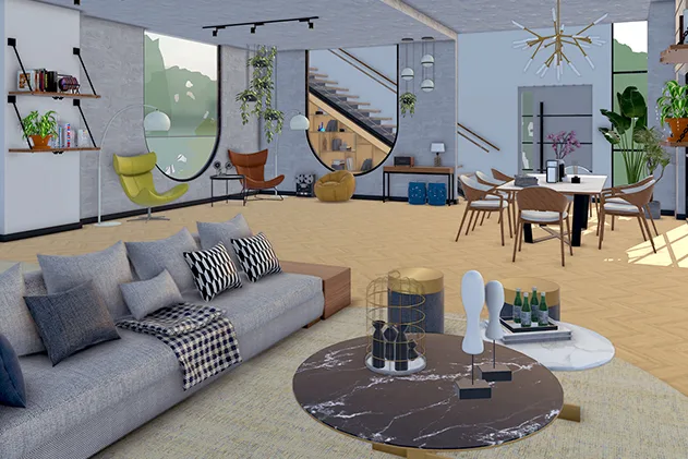 Projeto de design de interiores modelado no SketchUp