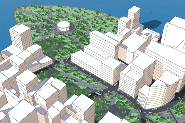 Estudo urbano modelado no SketchUp