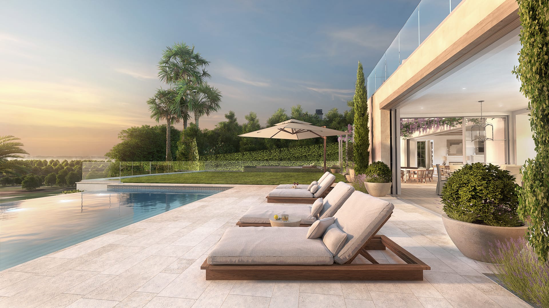 Render de residência criado com V-Ray para SketchUp