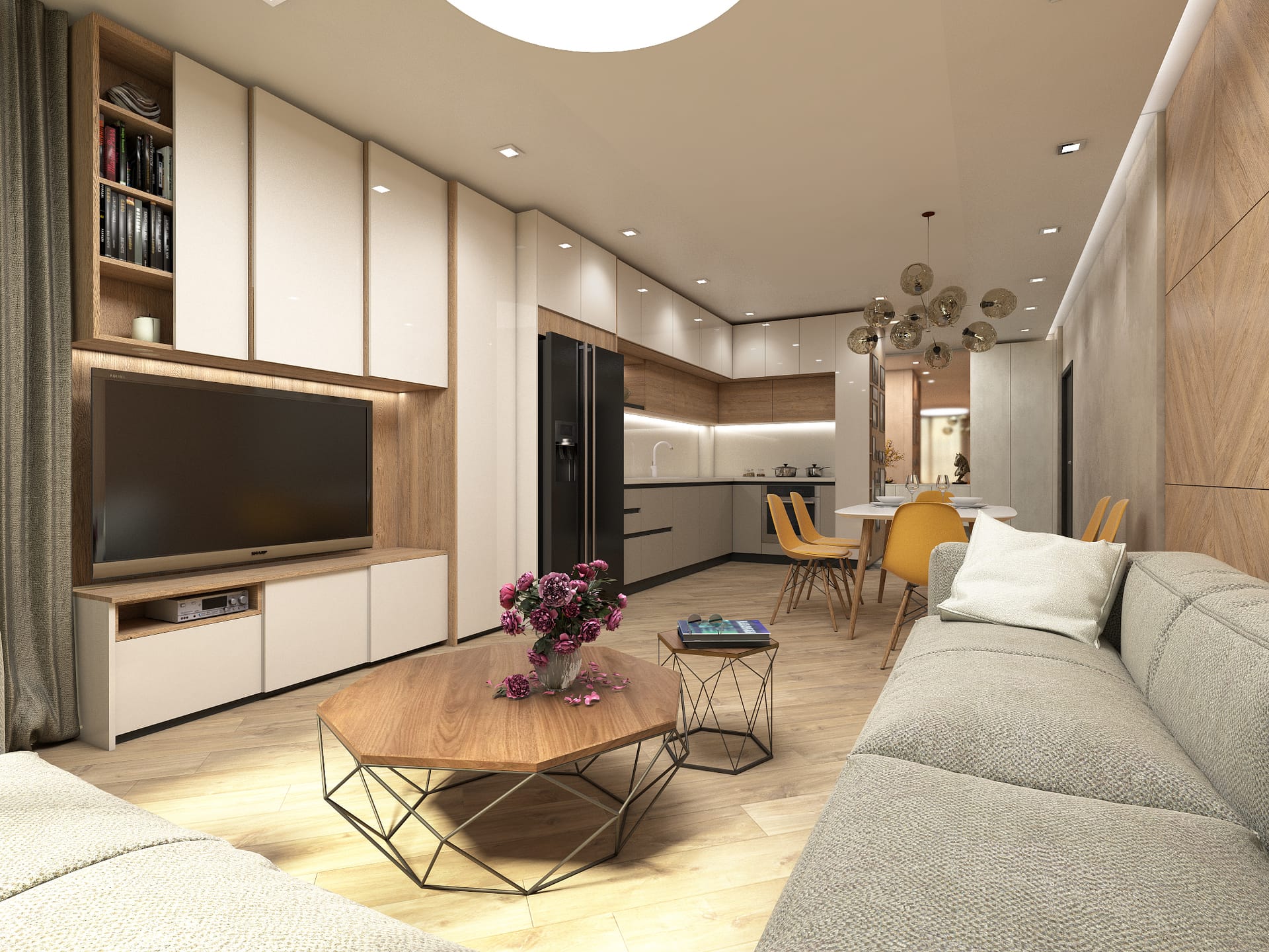 Render de ambiente interno criado com V-Ray para SketchUp
