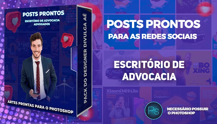 Mega Pack de Posts Prontos com Legendas para Advocacia/Advogados no Photoshop