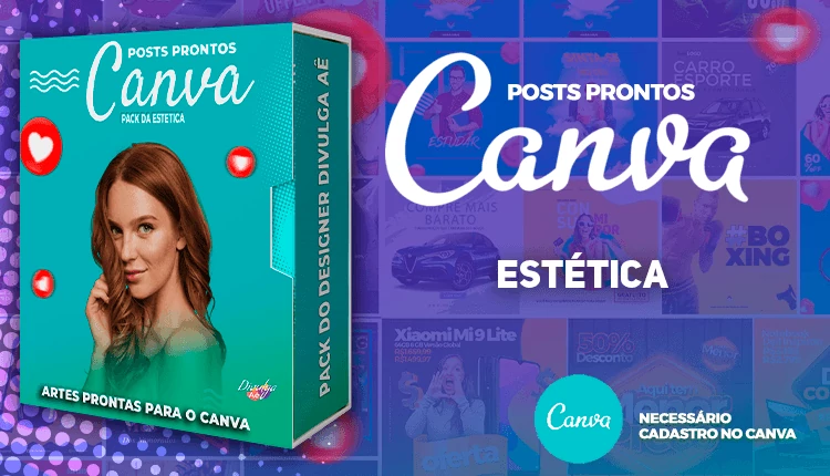 Pack de Posts Prontos para o Canva - Clínica Estética + Legendas Prontas