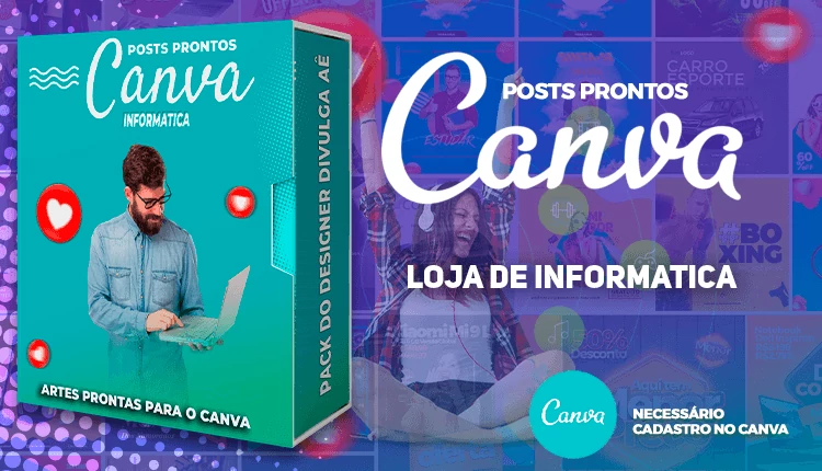 Pack de Posts Prontos para o Canva com Legendas - Lojas de Informática