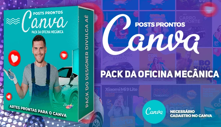 Mega Pack de Posts Prontos - Oficina Mecânica  - Auto Peças + Legendas para o Canva